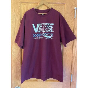 Van's Off the Wall Bear Wall Men's T-Shirt Tee Burgundy
